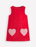 Robe chasuble Saffy en velours côtelé-Rouge coquelicot