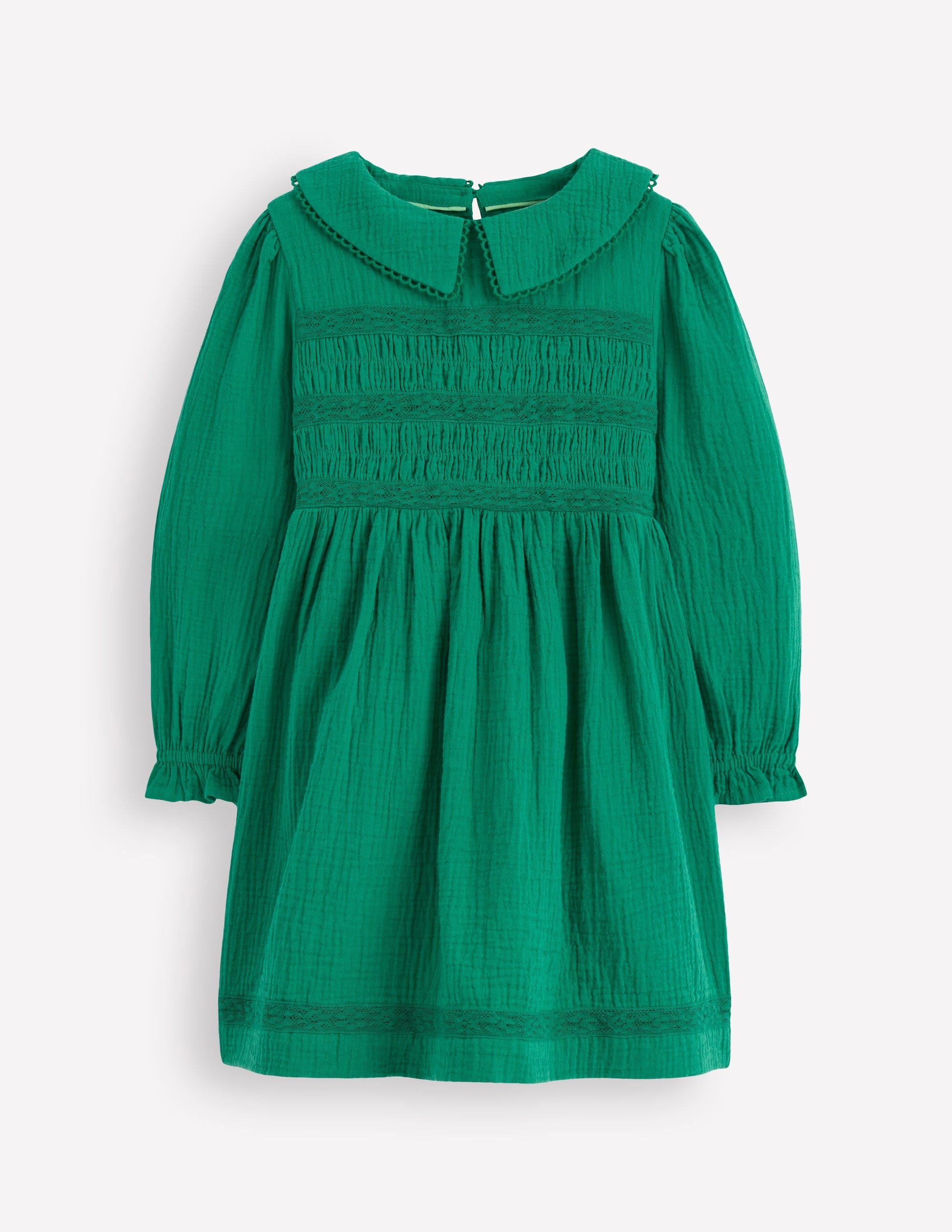Doppeltuch-Kleid mit Kragen-Waldgrün - Image 1