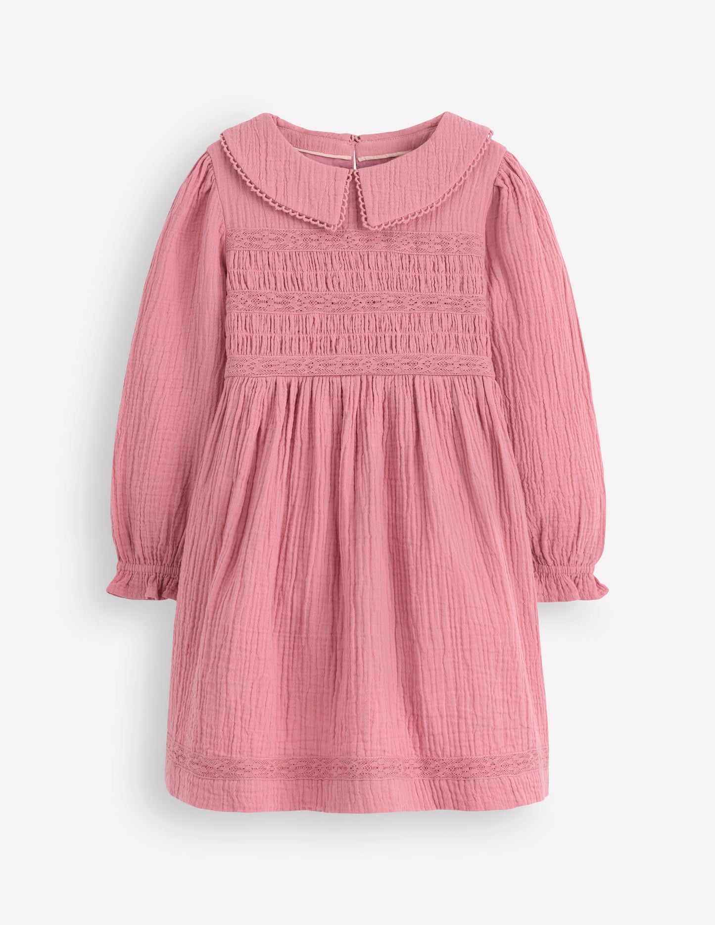 Doppeltuch-Kleid mit Kragen-Rosa Heide