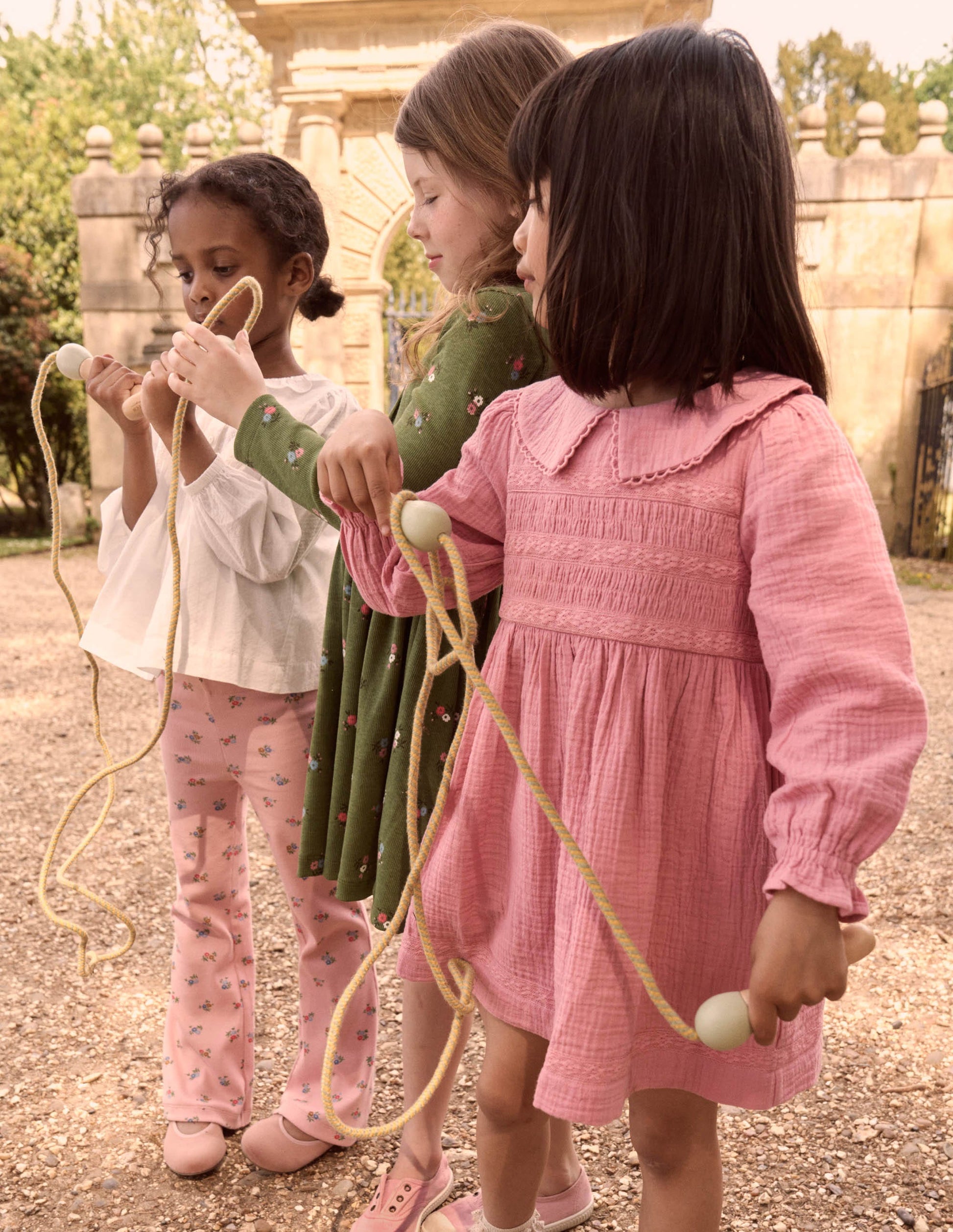 Robe à col en double-étoffe-Bruyère rose-1