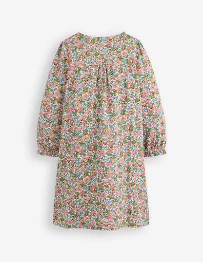 Langärmliges Nachthemd mit Druck-Kokosmilch Beere Blumenmuster-2