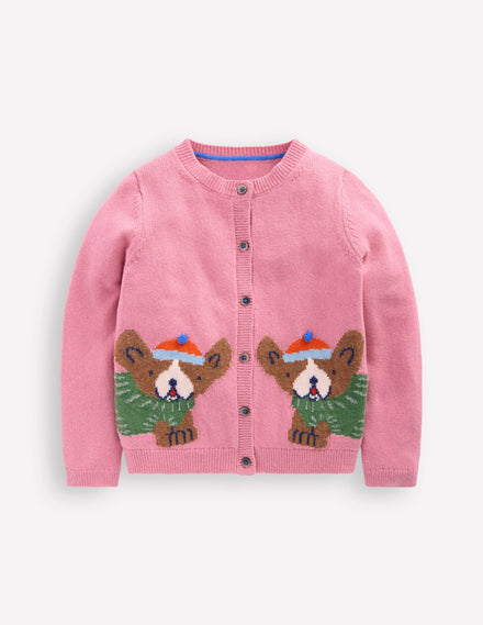 Strickjacke mit lustigem Motiv-Rosa Schleier Französische Bulldoggen