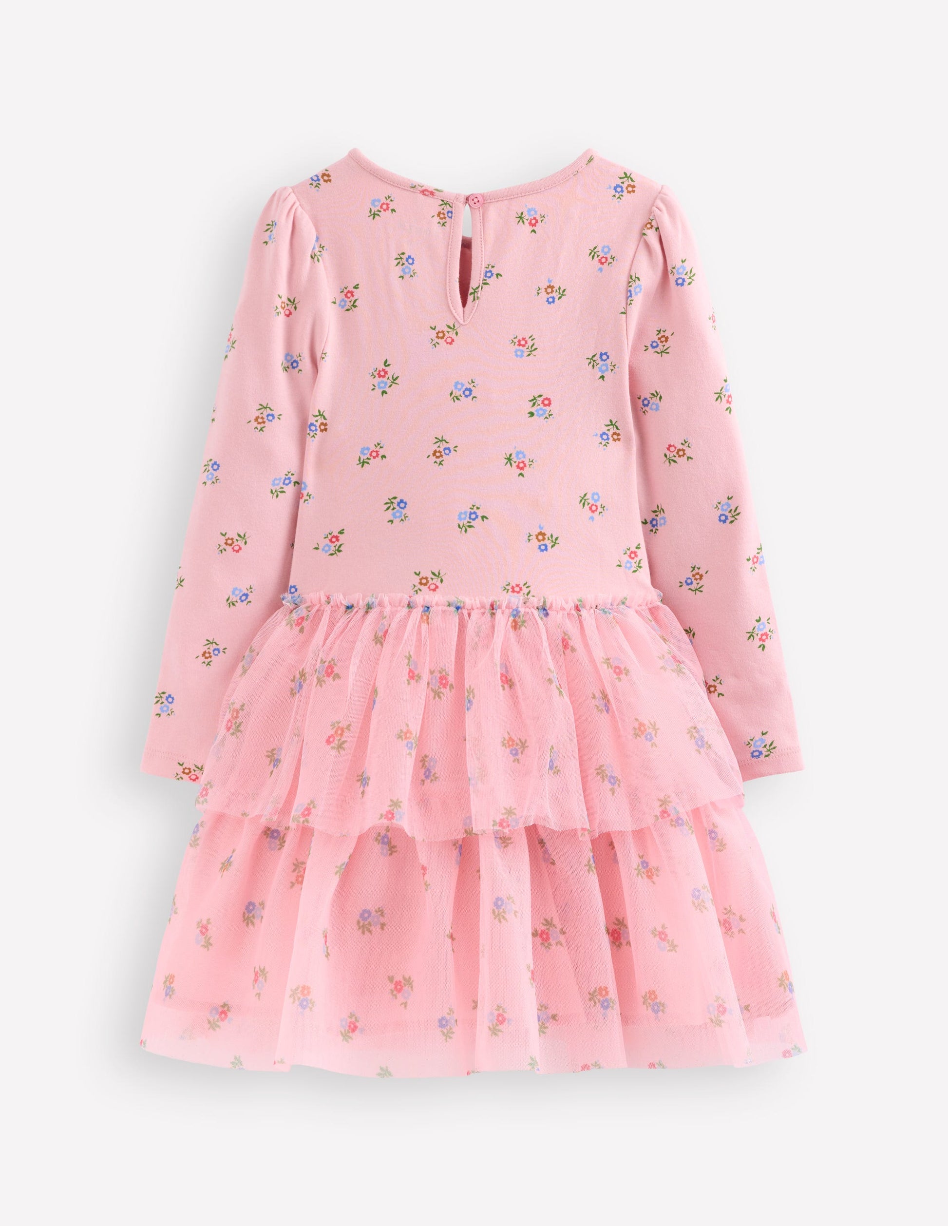 Kleid aus Tüll-Mix-Vintage-Rosa Kleines Blumenmuster-2