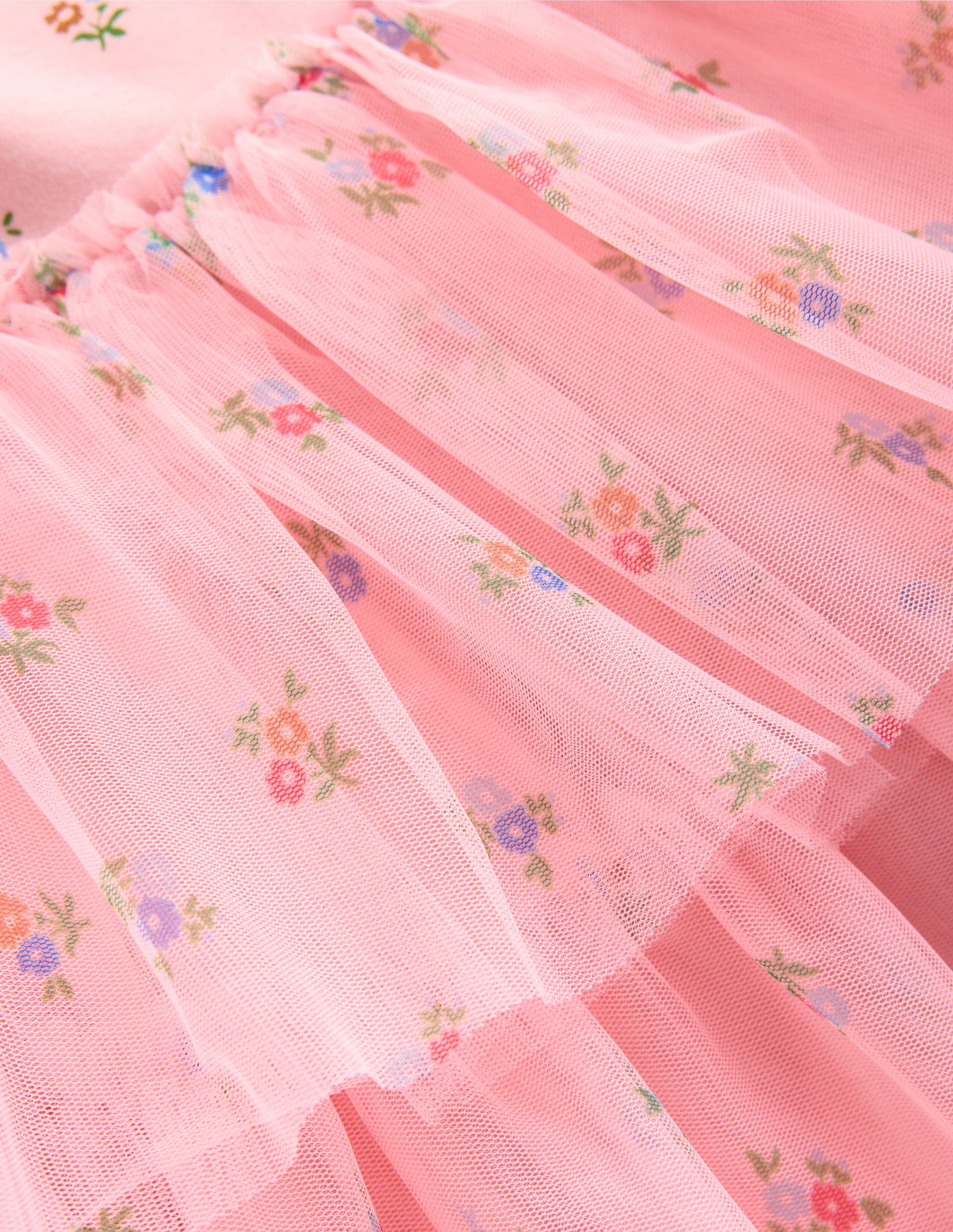 Kleid aus Tüll-Mix-Vintage-Rosa Kleines Blumenmuster-3