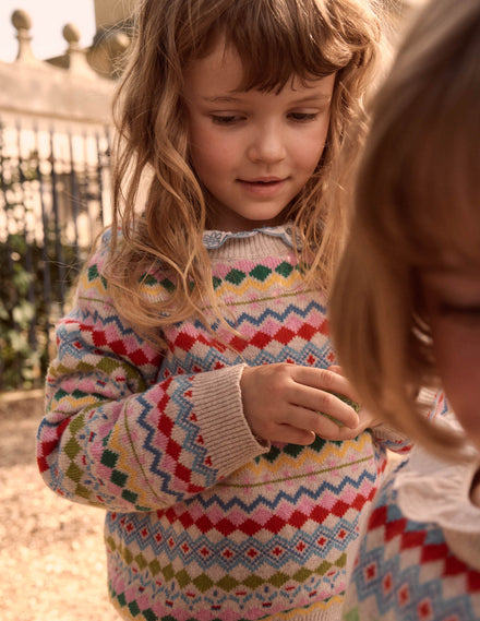 Eleanor Fair-Isle-Pullover-Haferbeige Meliert Fair-Isle