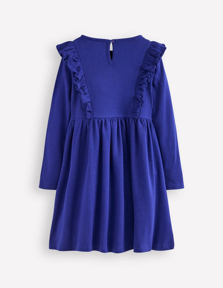 Kleid mit besticktem Oberteil-Saphirblau