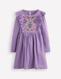 Kleid mit besticktem Oberteil-Traubenlila