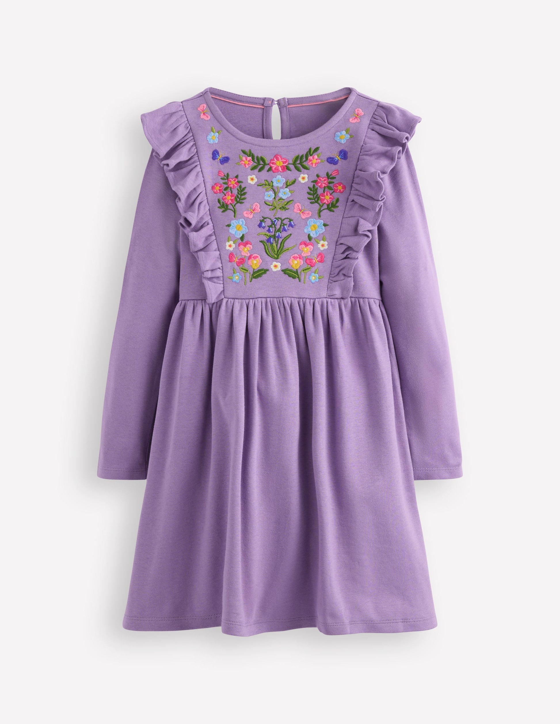 Kleid mit besticktem Oberteil-Traubenlila-1