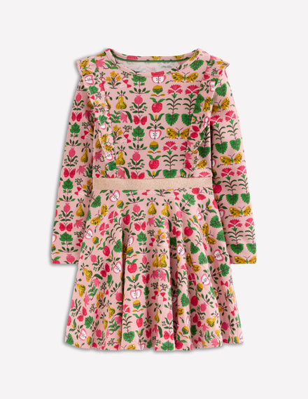 Robe tournoyante Cora en jersey-Motif Autumn Tapestry rose vintage