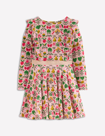 Robe tournoyante Cora en jersey-Motif Autumn Tapestry rose vintage