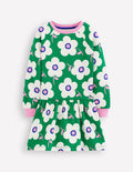 Kuscheliges Sweatshirt-Kleid-Sattes Smaragdgrün Riesengänseblümchen