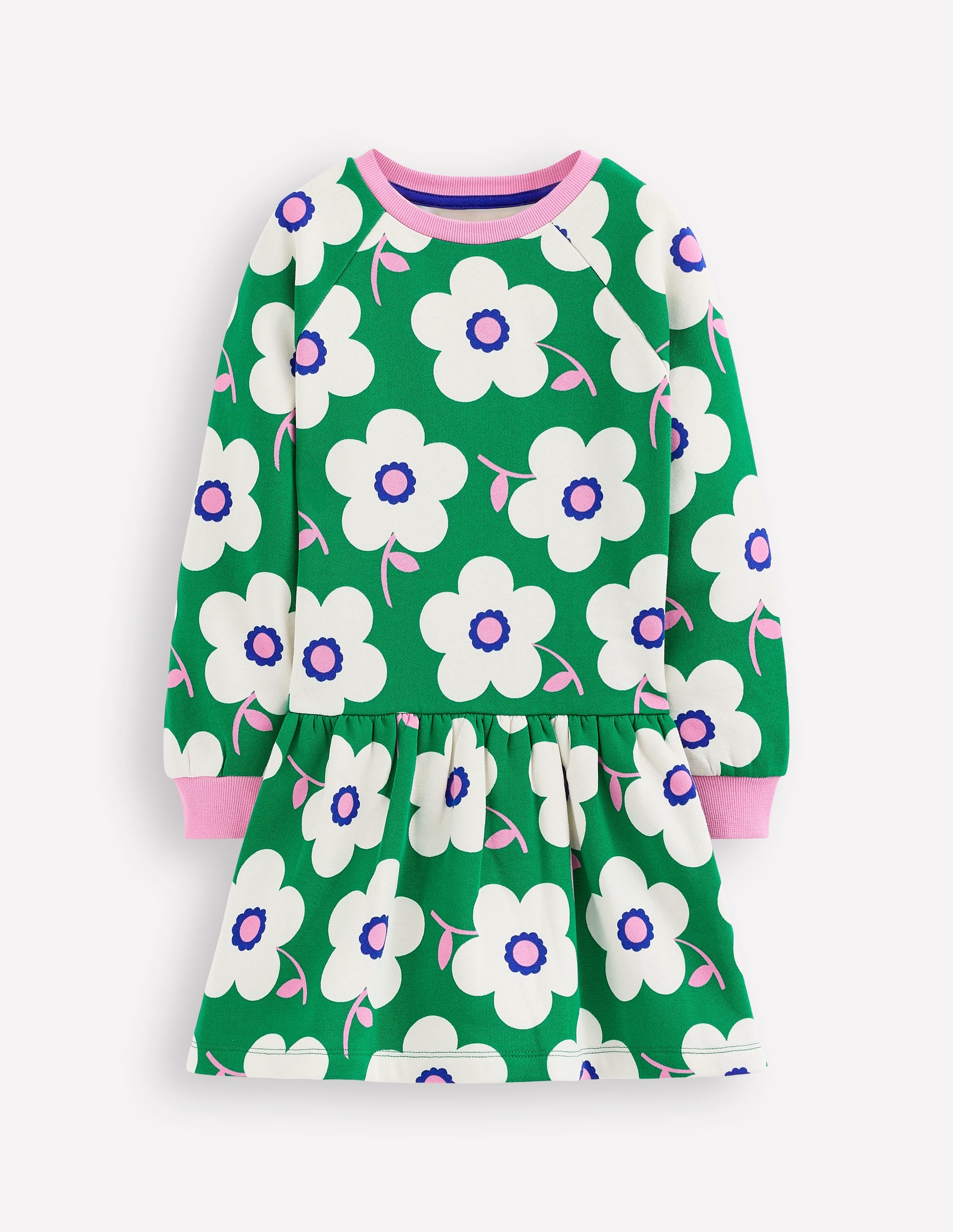 Kuscheliges Sweatshirt-Kleid-Sattes Smaragdgrün Riesengänseblümchen - Image 1