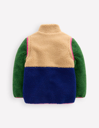 2-in-1-Teddyfell-Jacke-Blockfarben, Bunt-2