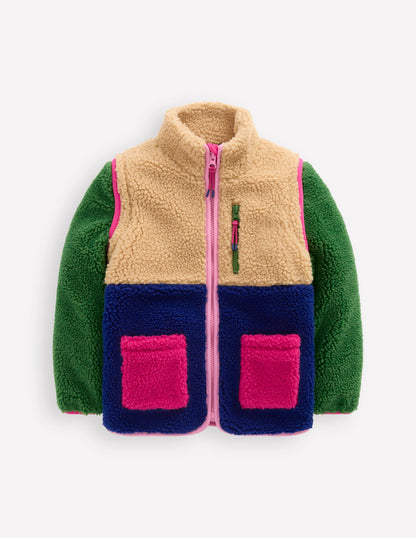 2-in-1-Teddyfell-Jacke-Blockfarben, Bunt-1