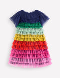 Gestuftes Tüllkleid-Bunt, Regenbogenfarben