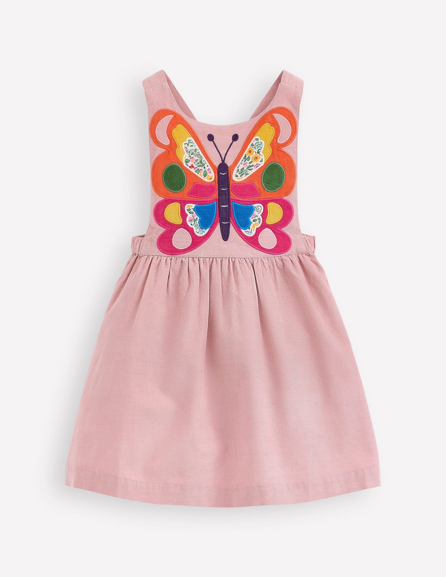 Schürzenkleid aus Cord mit Applikationen-Formica-Rosa Schmetterling