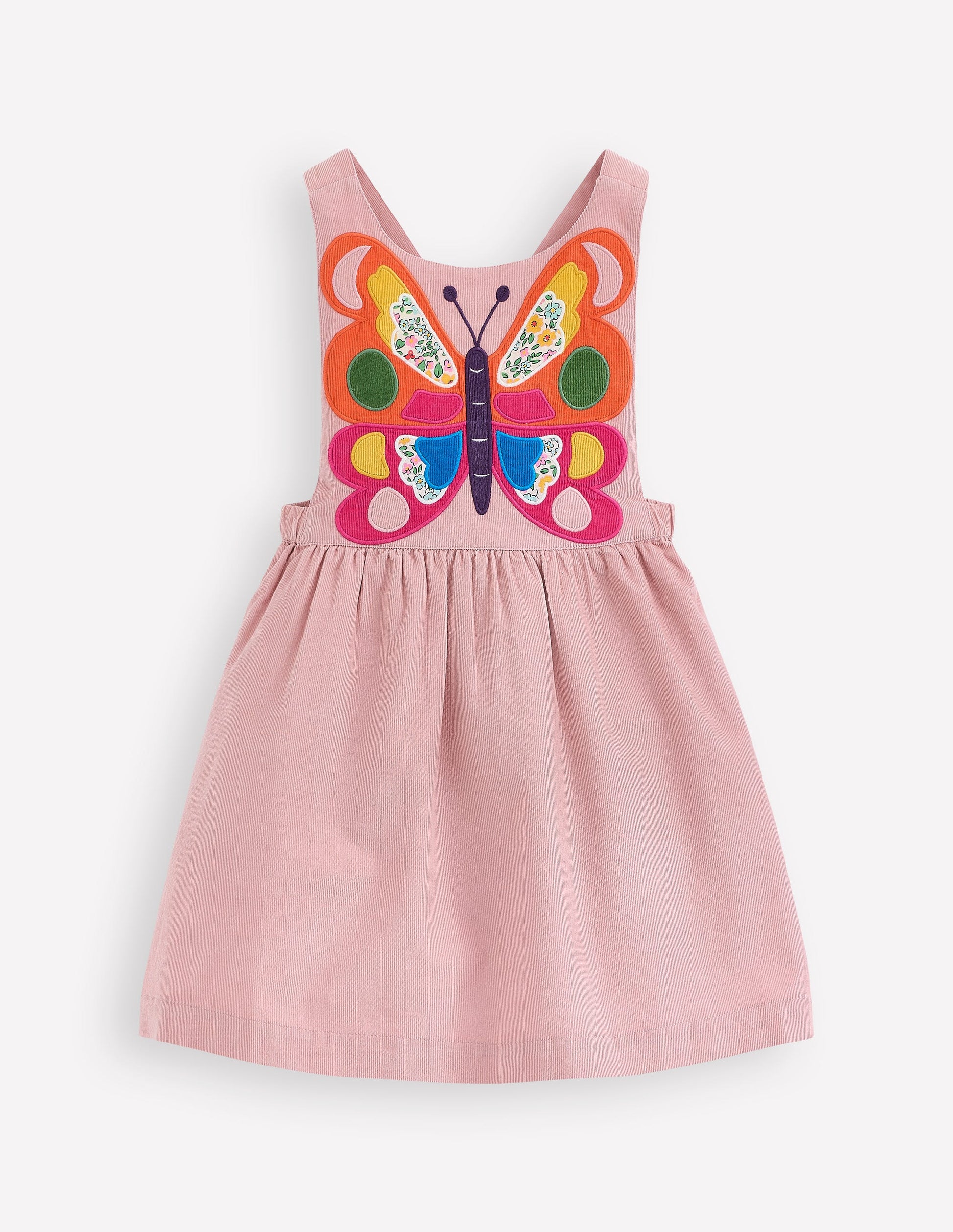 Schürzenkleid aus Cord mit Applikationen-Formica-Rosa Schmetterling-2