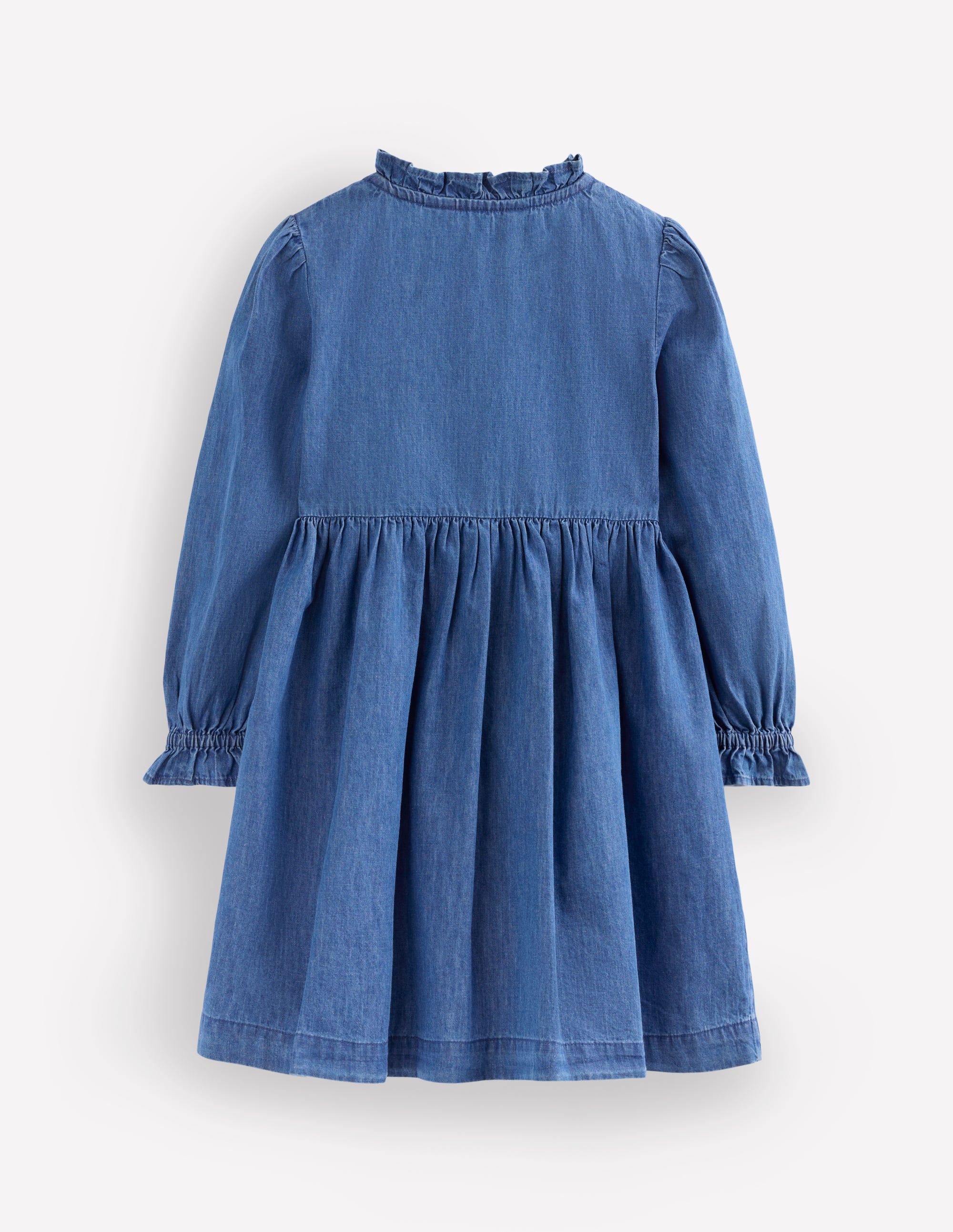 Suki Langärmeliges, gesmoktes Kleid-Mittlere Mischung Denim - Image 2