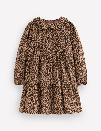 Minna Gewebtes Kleid mit Kragen-Mohair, Leopardenmuster-1