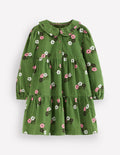 Minna Gewebtes Kleid mit Kragen-Grün Kleines Blumenmuster