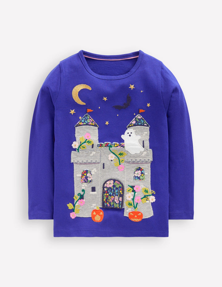 Long Sleeve LTF T-shirt-Sapphire Blue Haunted House