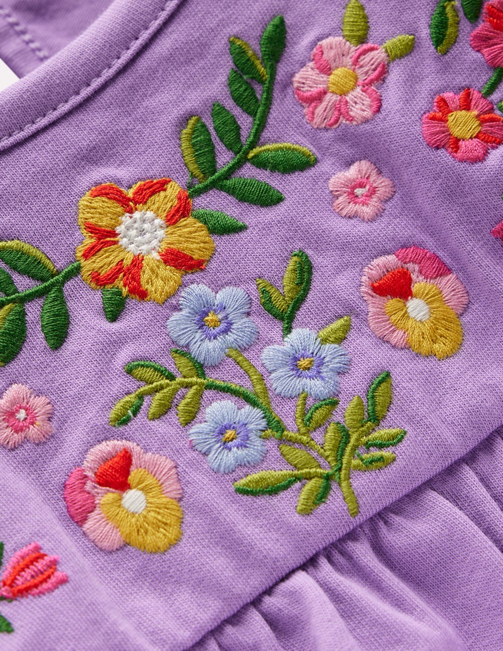 Jerseyoberteil mit bestickter Passe-Asternlila Stickerei-3