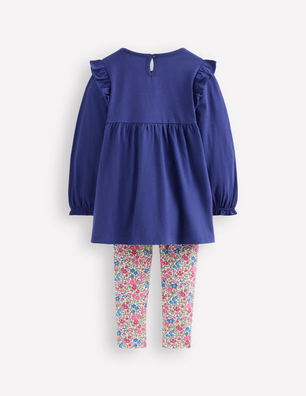Besticktes Tunika-Set-Steuerbordblau Pferde Stickerei