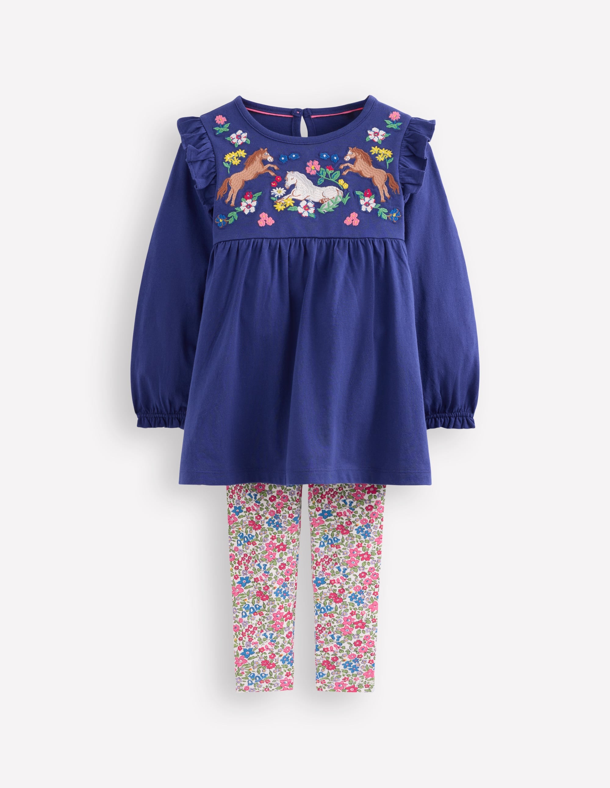 Besticktes Tunika-Set-Steuerbordblau Pferde Stickerei - Image 1