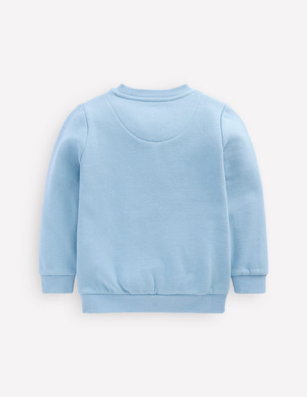Sweat à appliqué-Chat bleu glacier