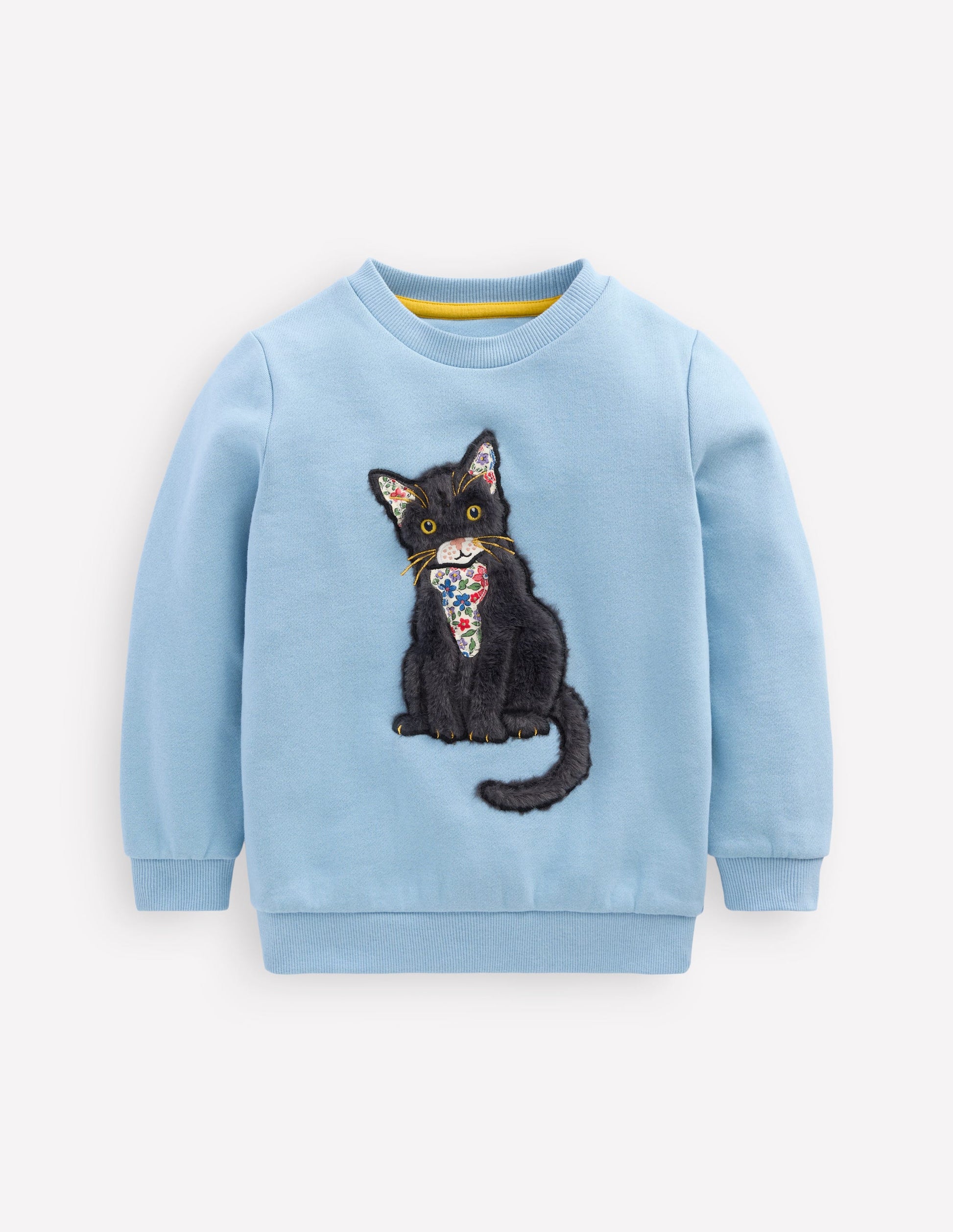 Sweat à appliqué-Chat bleu glacier-1