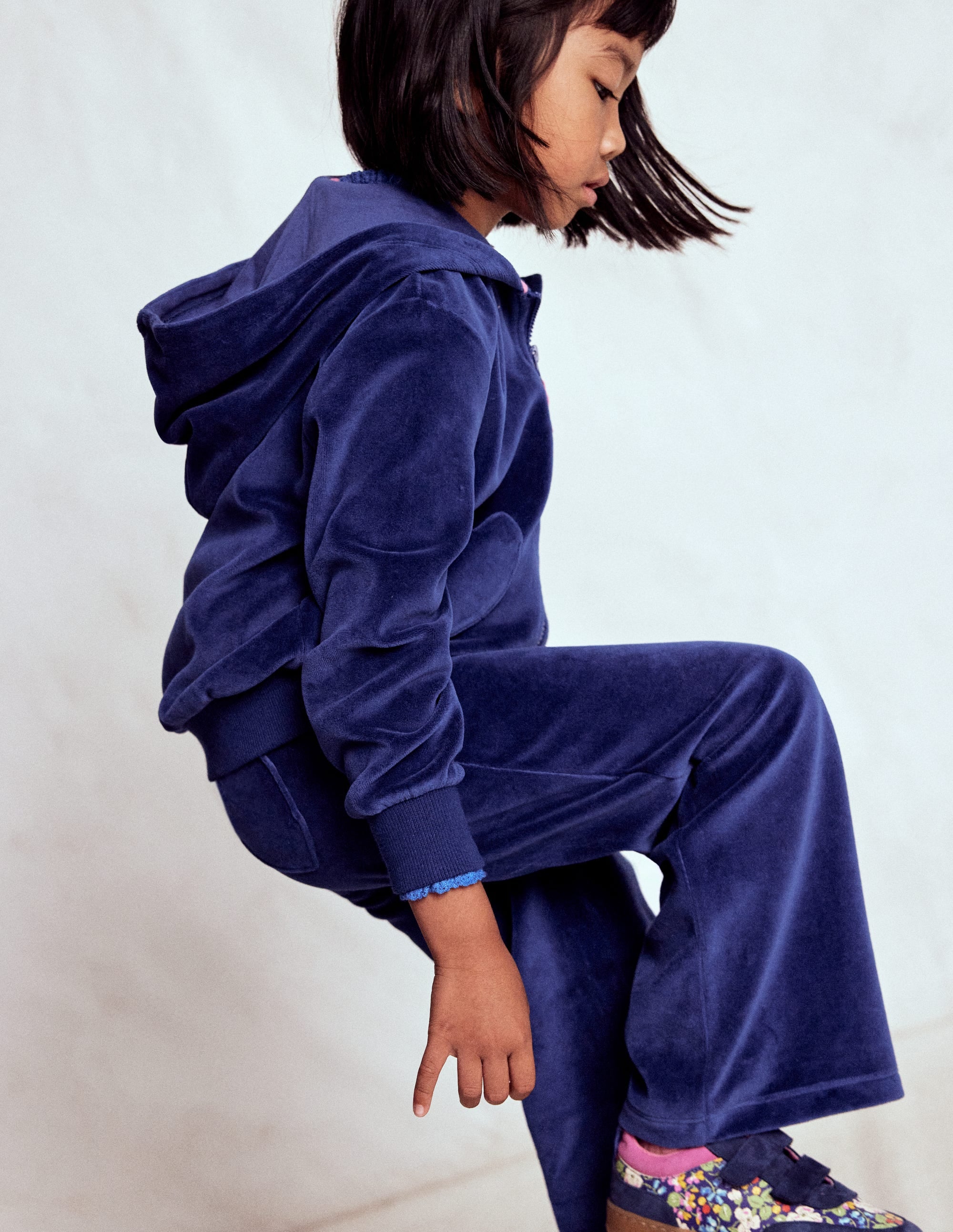 Kapuzenpullover aus Velours-Steuerbordblau - Image 3