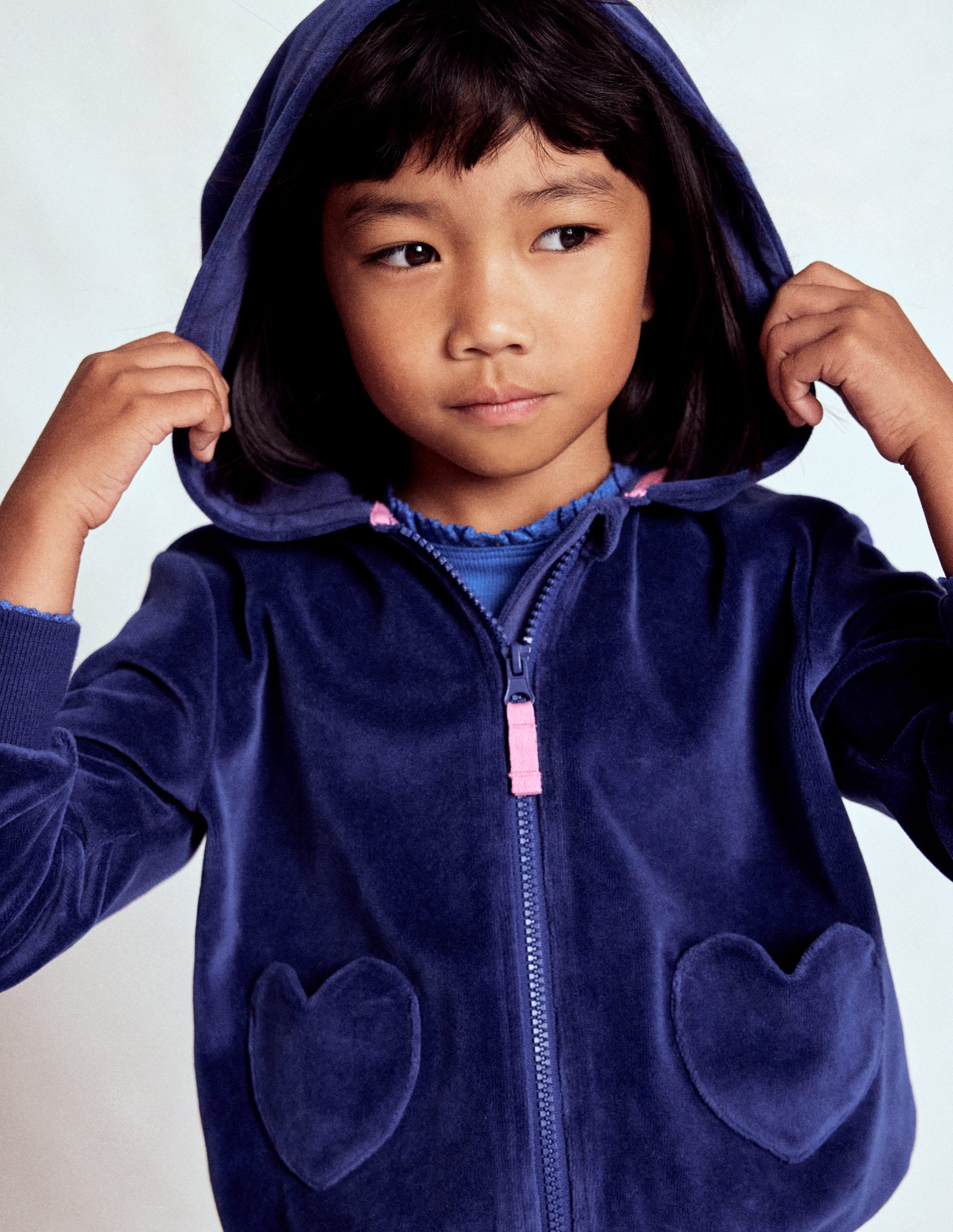 Kapuzenpullover aus Velours-Steuerbordblau - Image 4