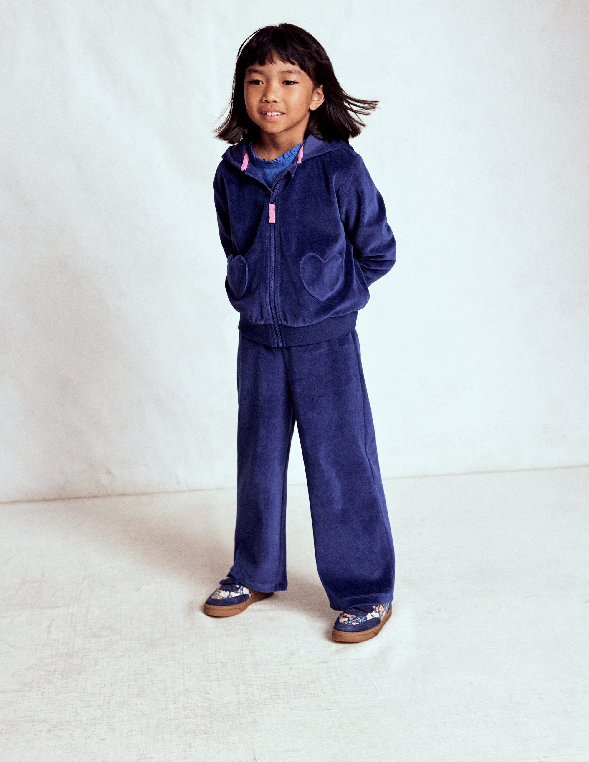 Kapuzenpullover aus Velours-Steuerbordblau - Image 5