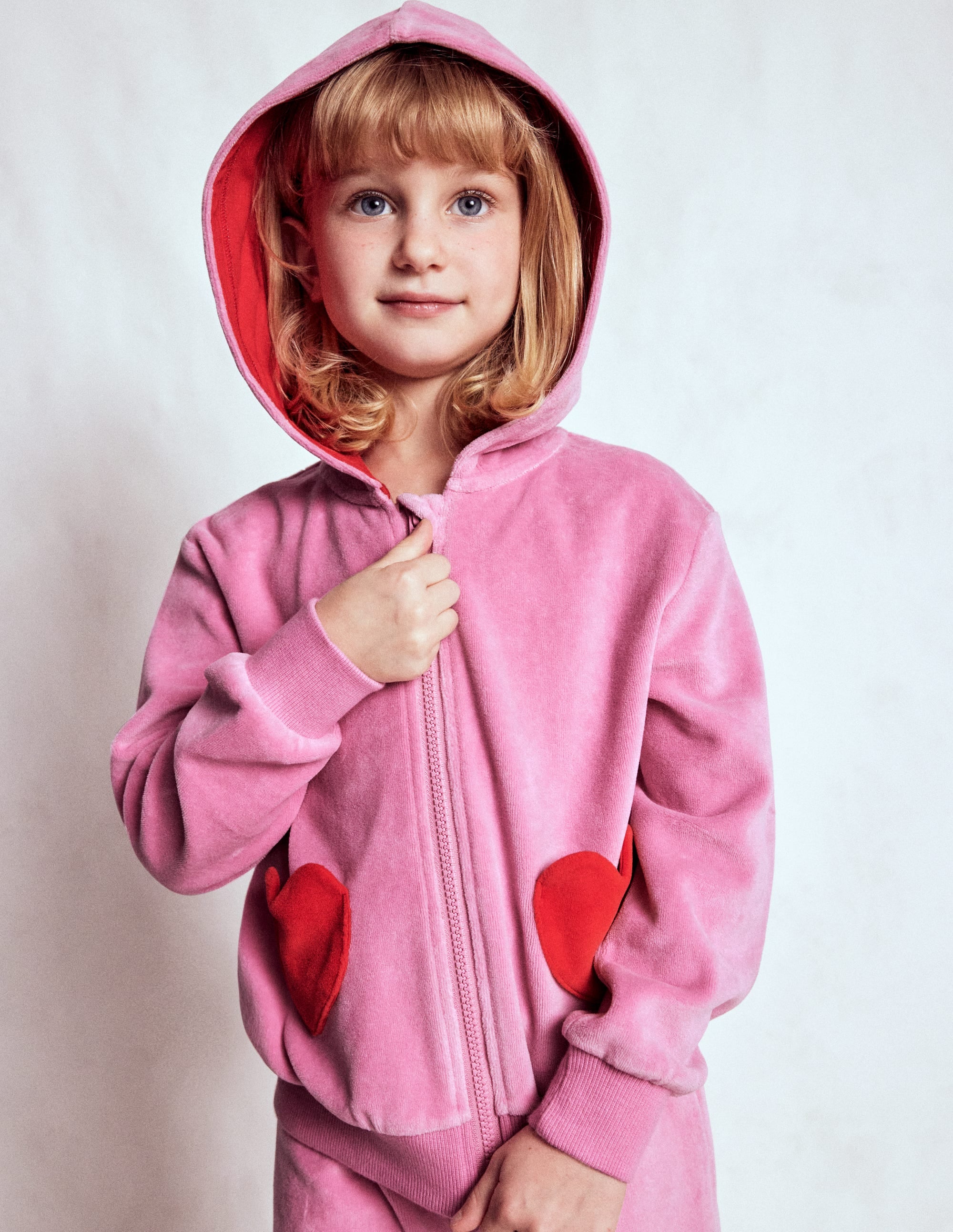 Kapuzenpullover aus Velours-Kirschblütenrosa - Image 2