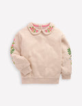 Sweat brodé-Broderie avoine chiné