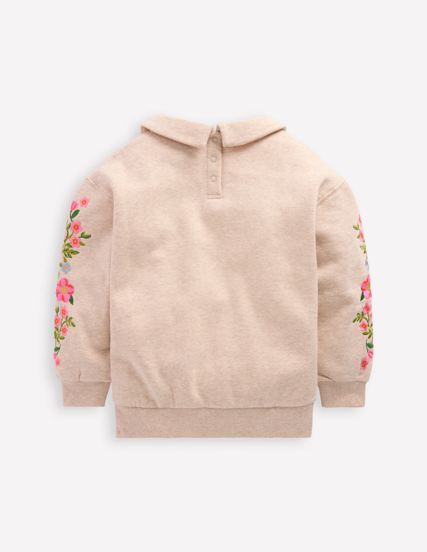 Besticktes Sweatshirt-Haferbeige meliert Stickerei
