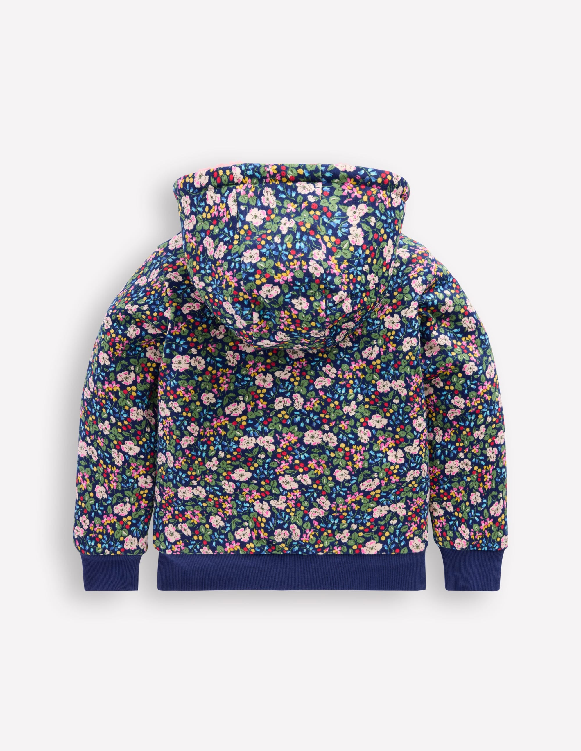 Wendbarer Teddy-Kapuzenpullover-Steuerbordblau Beeren Blumenmuster - Image 3