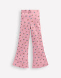 Gerippte Leggings mit Schlag-Vintage-Rosa Blümchenmuster