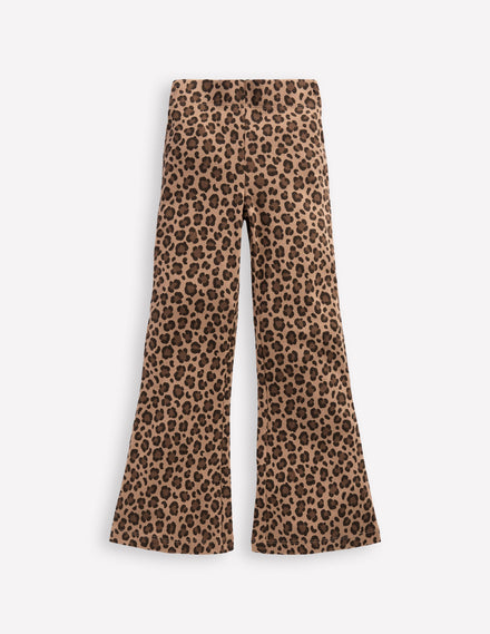 Gerippte Leggings mit Schlag-Mohair, Leopardenmuster