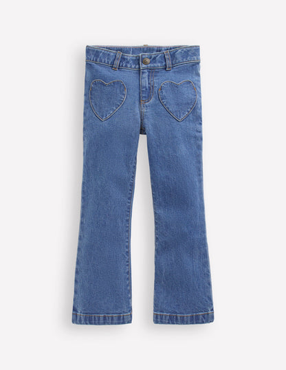 Jeans mit leichtem Schlag-Denim mit Herzen-1