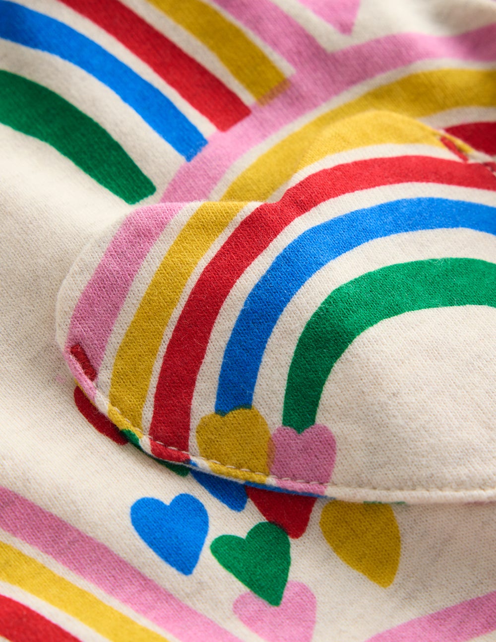 Lustiges Jerseykleid mit Herztasche-Haferbeige Meliert Regenbogenherzen - Image 3
