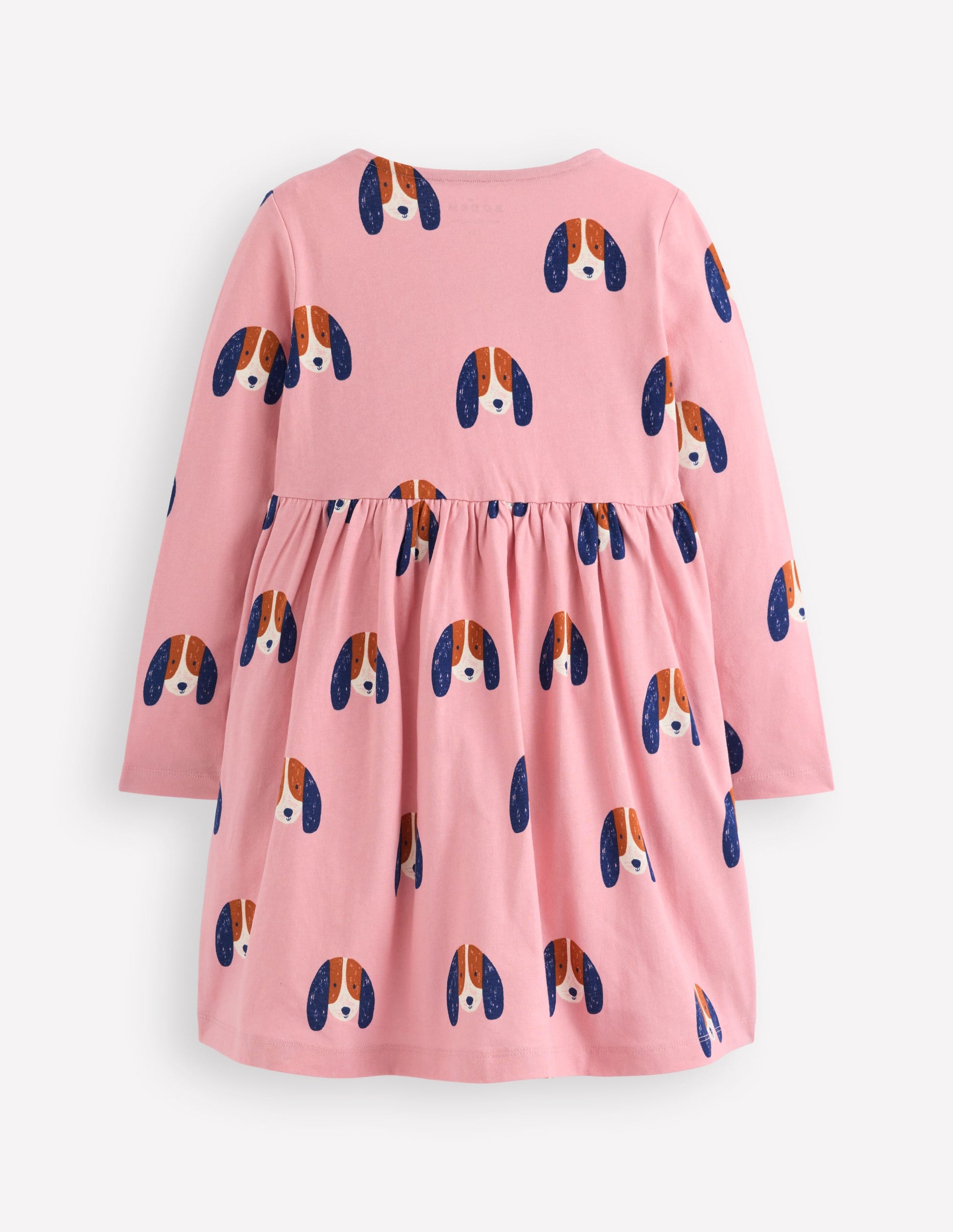 Robe en jersey fun avec poche en cœur-Chiots espacés rose vintage-2