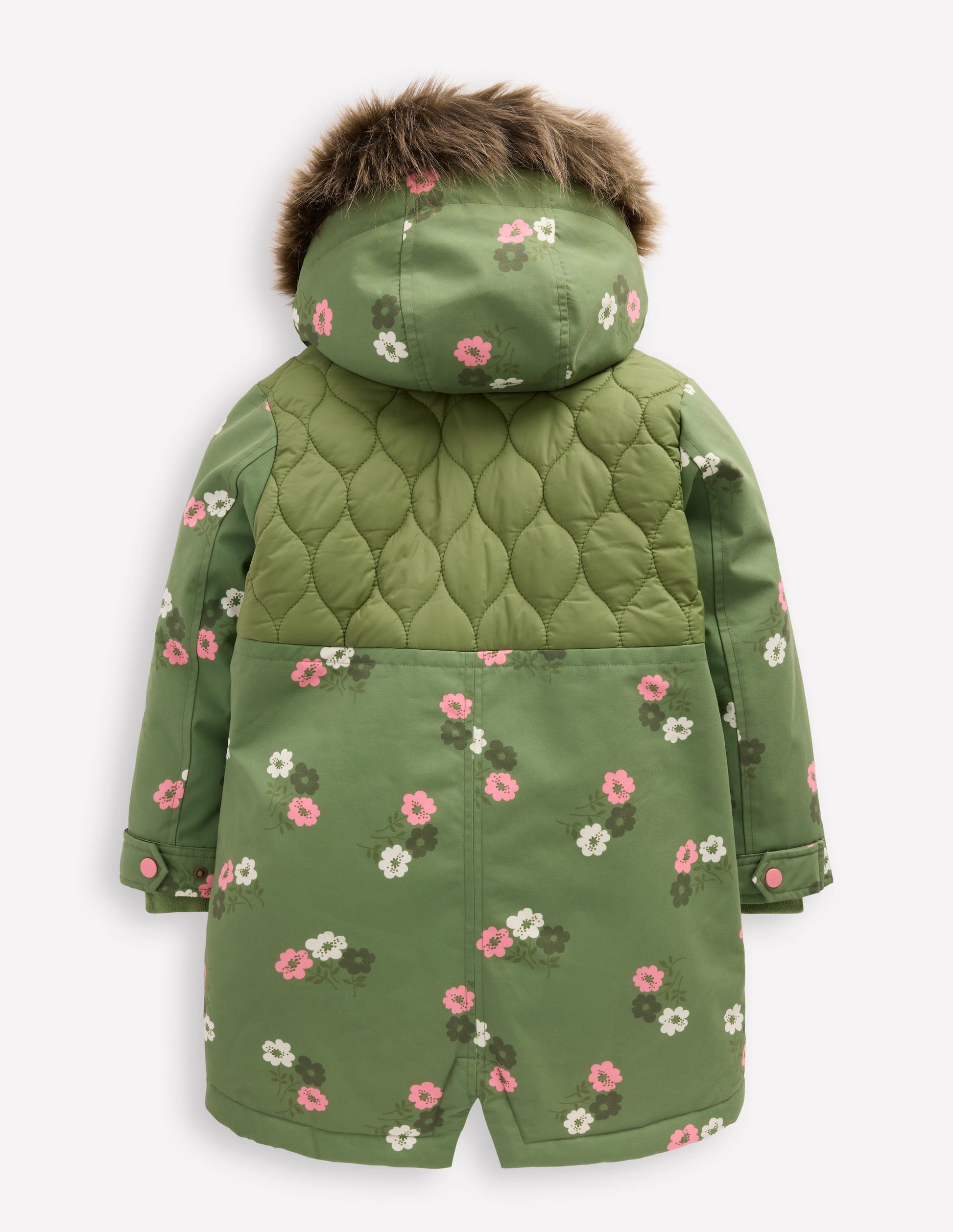 Joni Gesteppter Parka-Grün Geblümt-4