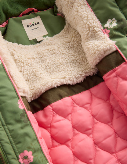 Joni Gesteppter Parka-Grün Geblümt-7