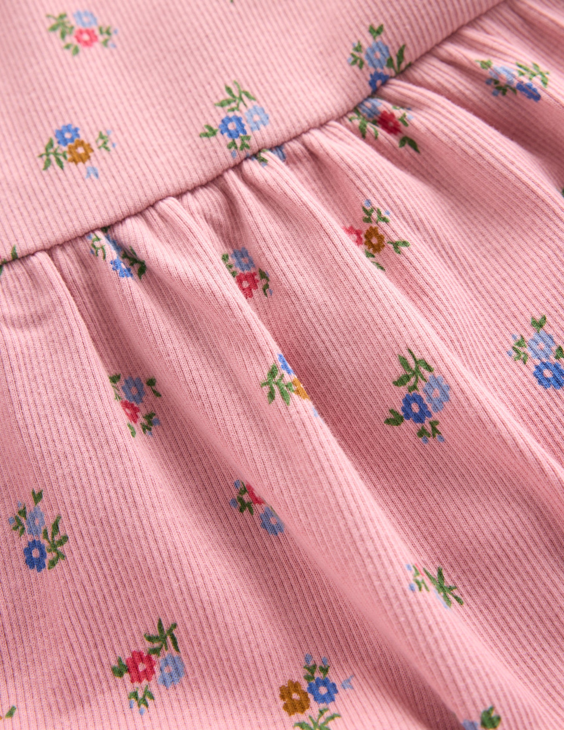 Tunika-Set aus Rippstrick-Vintage-Rosa Blümchenmuster-3