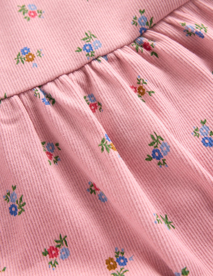 Tunika-Set aus Rippstrick-Vintage-Rosa Blümchenmuster-3