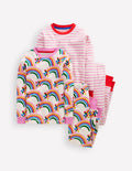 2 pyjamas douillets-Cœurs arc-en-ciel avoine chiné