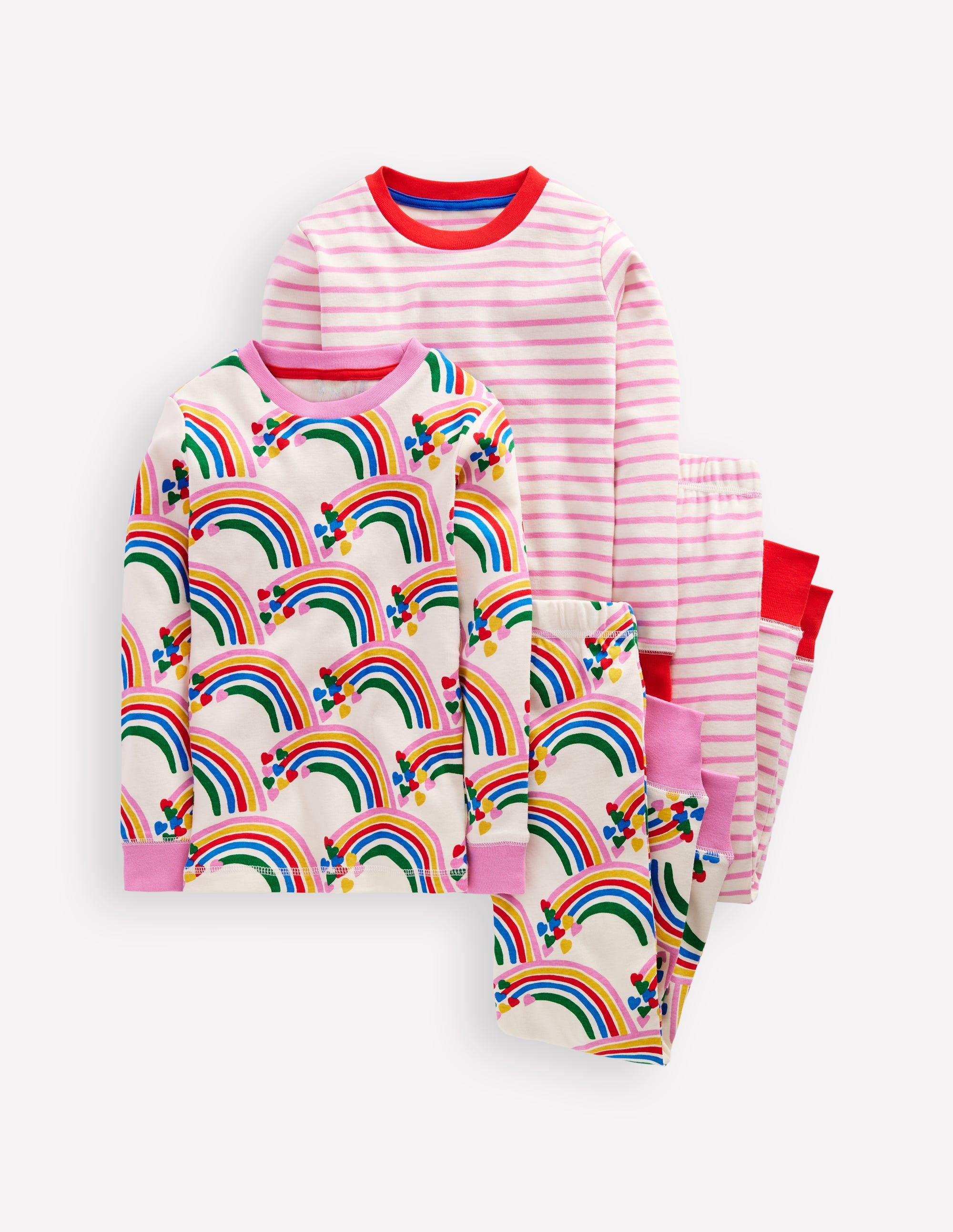 2 pyjamas douillets-Cœurs arc-en-ciel avoine chiné - Image 1