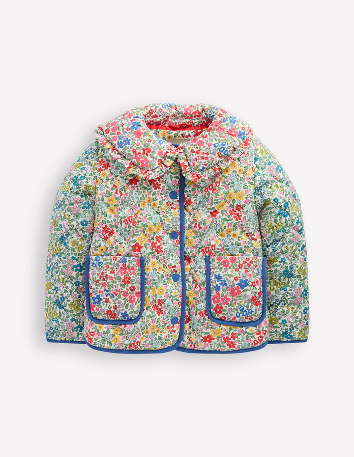 Steppjacke mit Kragen-Rosarot Blumenbeet