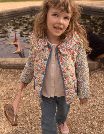 Steppjacke mit Kragen-Rosarot Blumenbeet-1